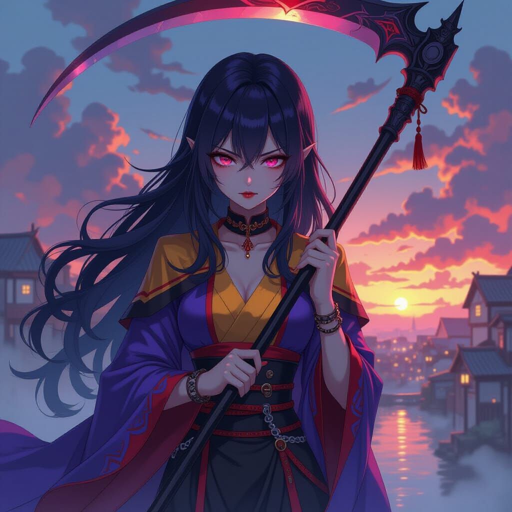 Anime Vampire Girl With Grim Reaper Scythe