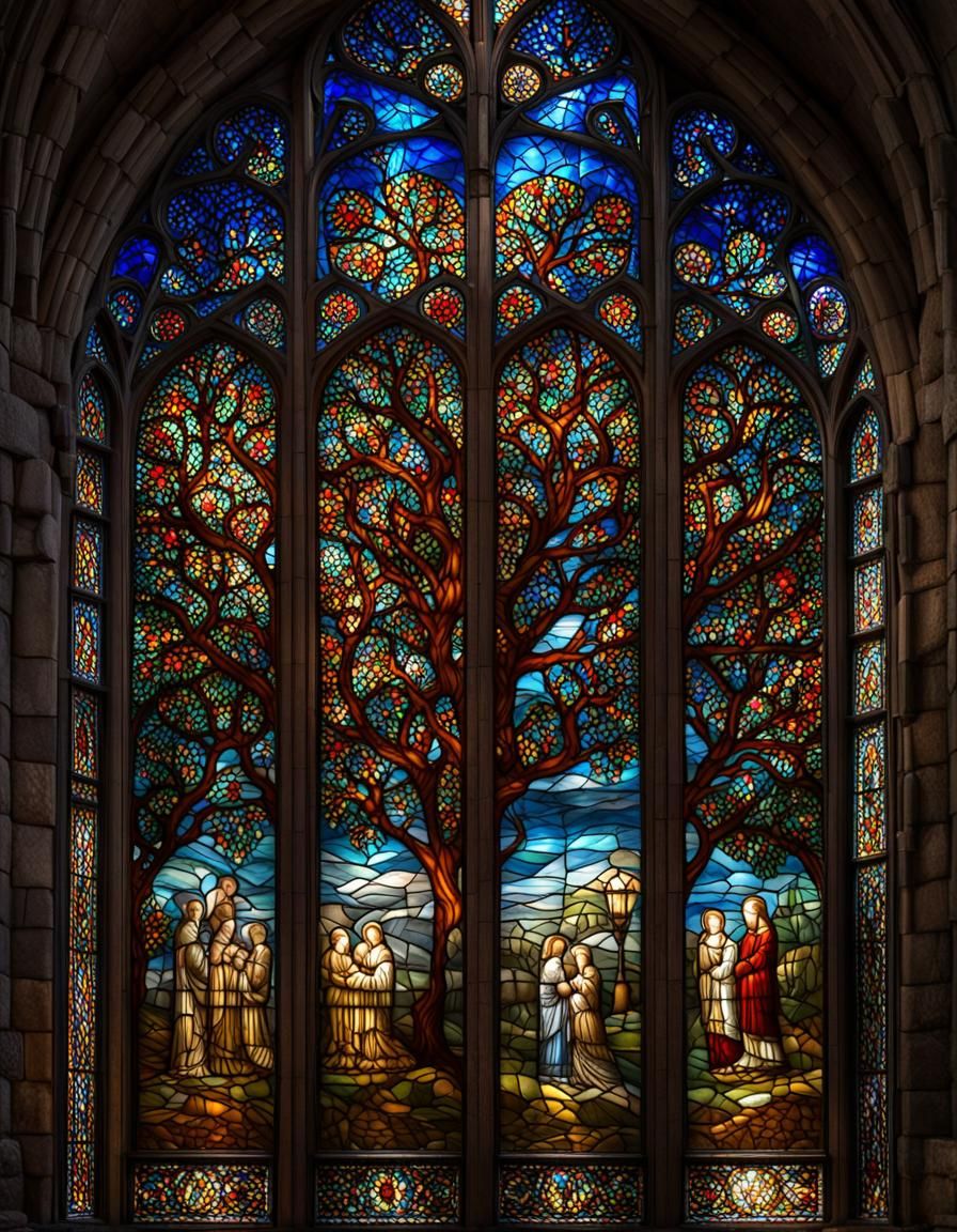 Tree of Life Stained Glass Window in HDR