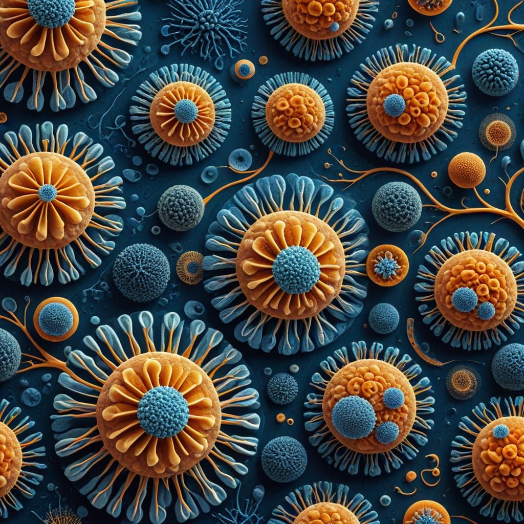 Scientific Art of Delicate Cellular Forms in Deep Blue