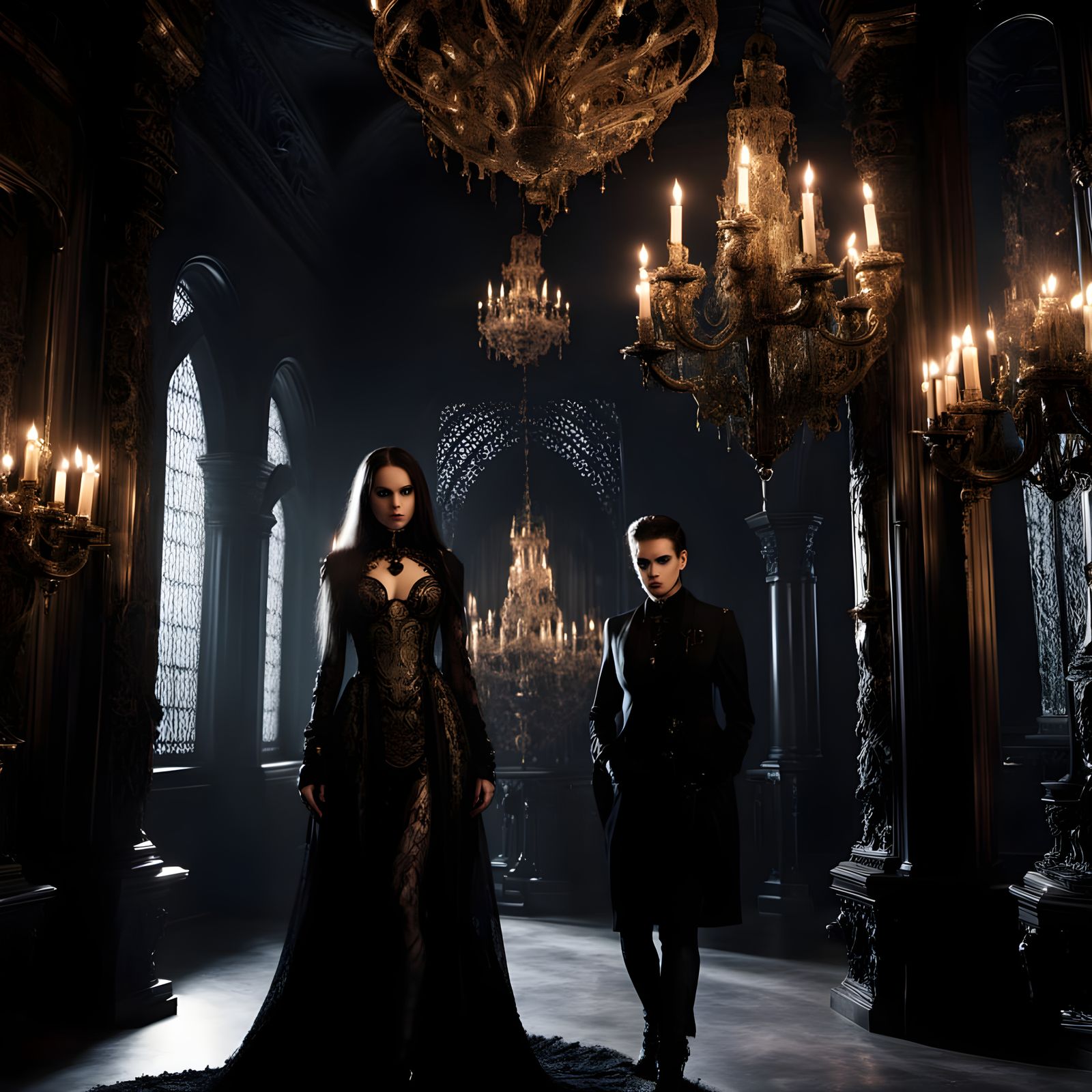 Gothic Luxury Scene in Dark Elegance