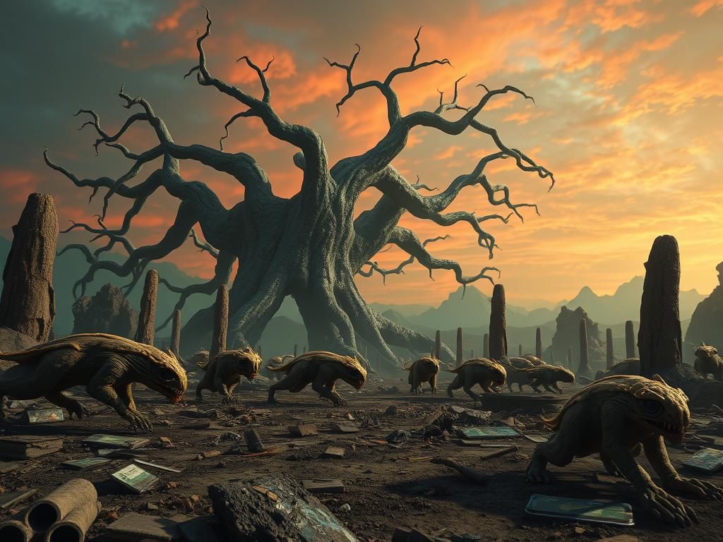 Haunting Alien Planet with Grotesque Creatures