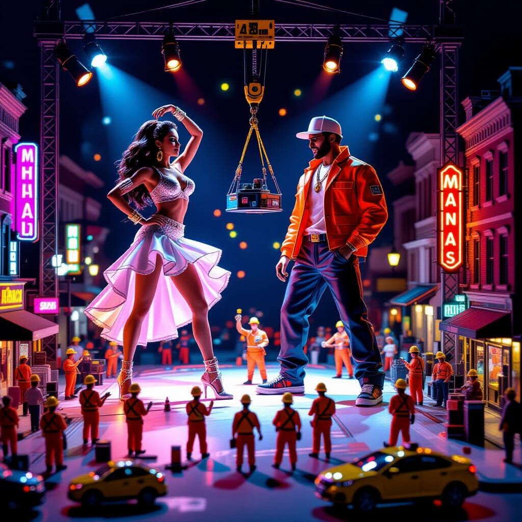 Miniature Diorama of Dancers Being Built