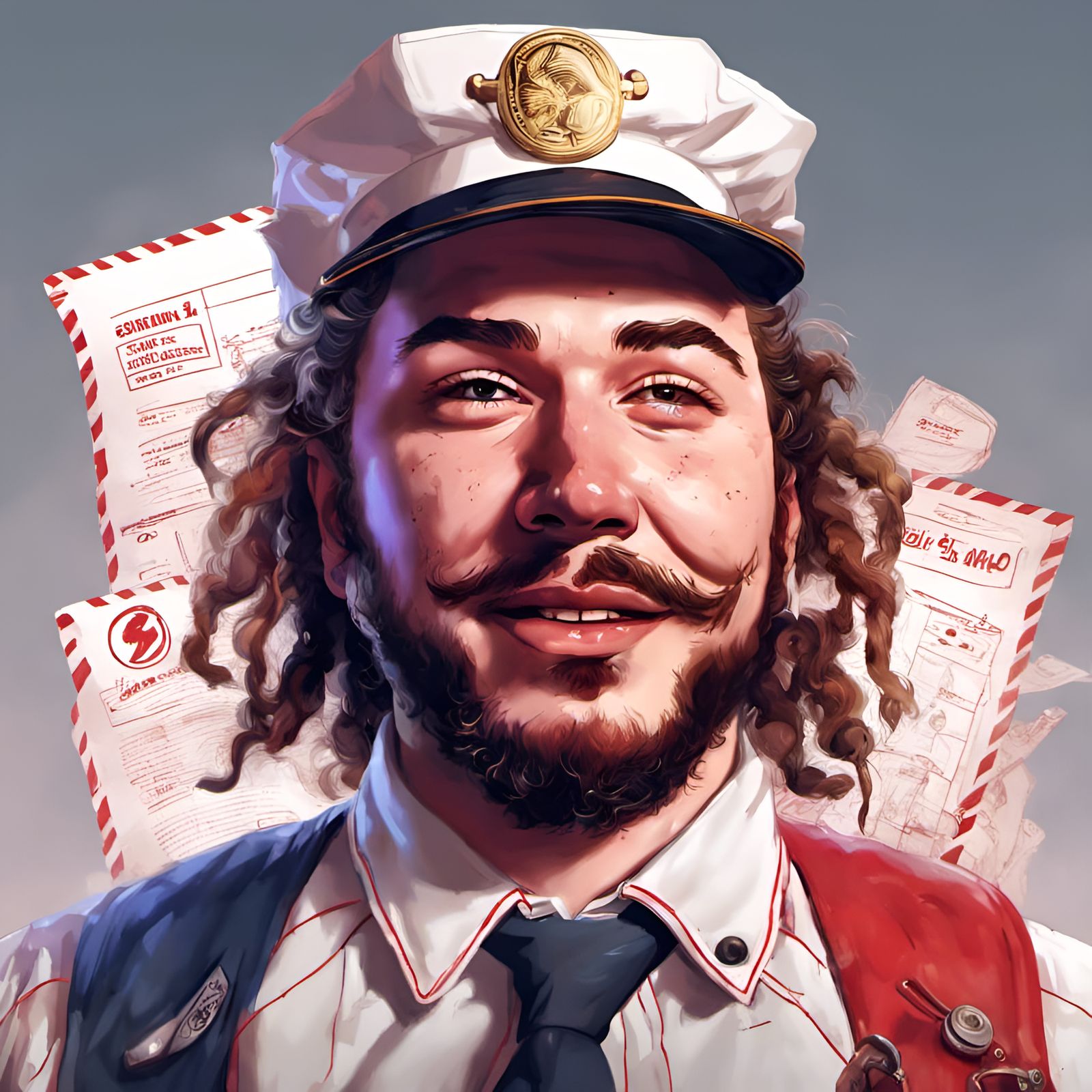 Post Malone as Mailman: Digital Portrait