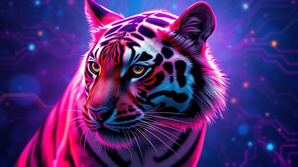 Hyperrealistic Holotiger in Ethereal Glow