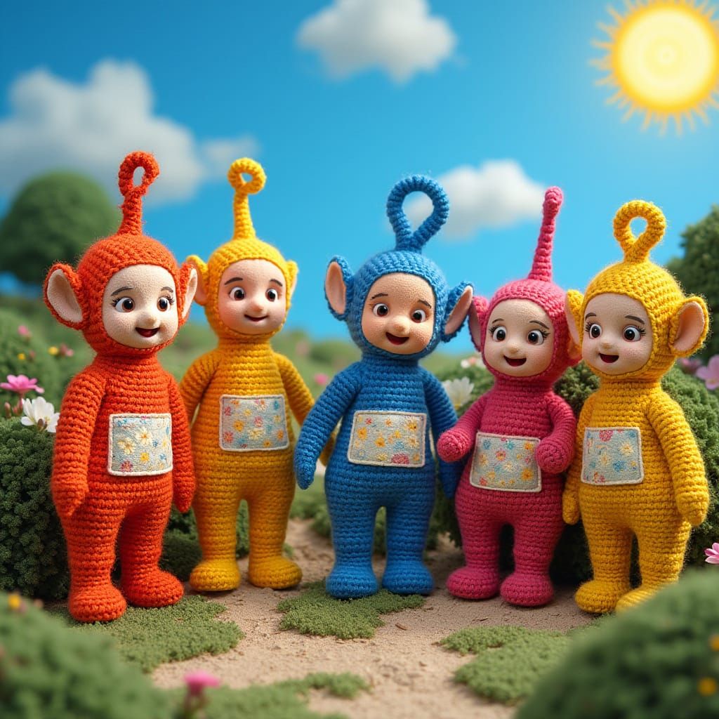 Crochet Teletubbies Village in Storybook Style