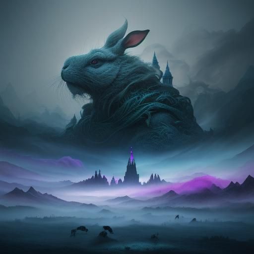 Rabbits Ride South in a Surreal Dreamscape