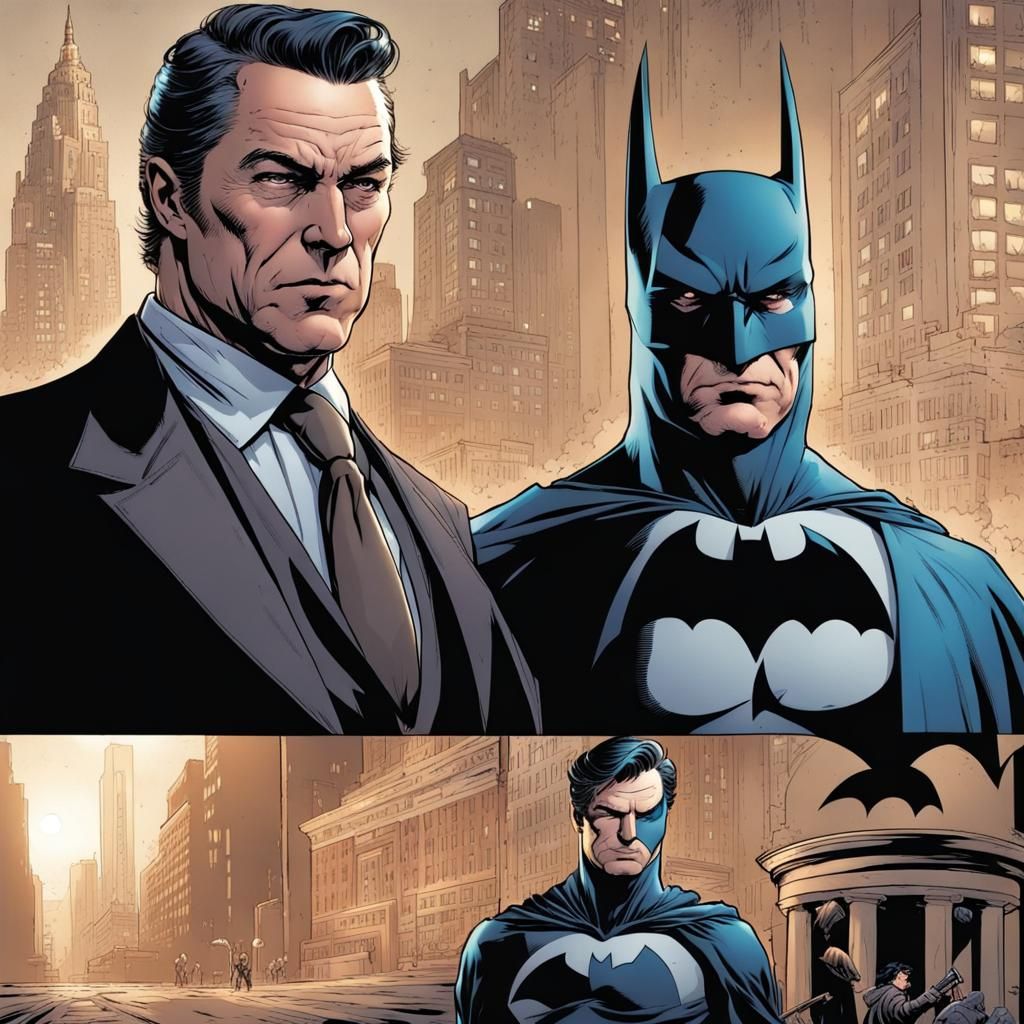 Older Bruce Wayne in Batman Suit Comic Art