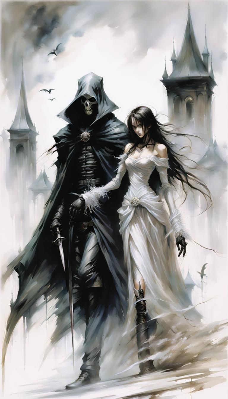 Grim Reaper's Wedding: Airbrush Art Style