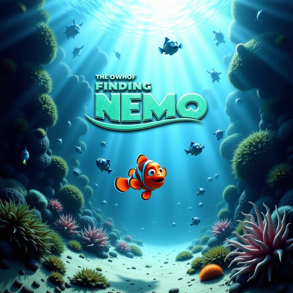 Nemo the Clownfish Swimming Through Coral Reef