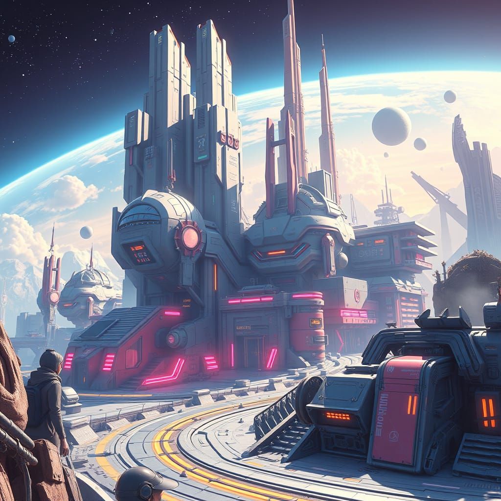 Futuristic Anime-Inspired Technological Landscape