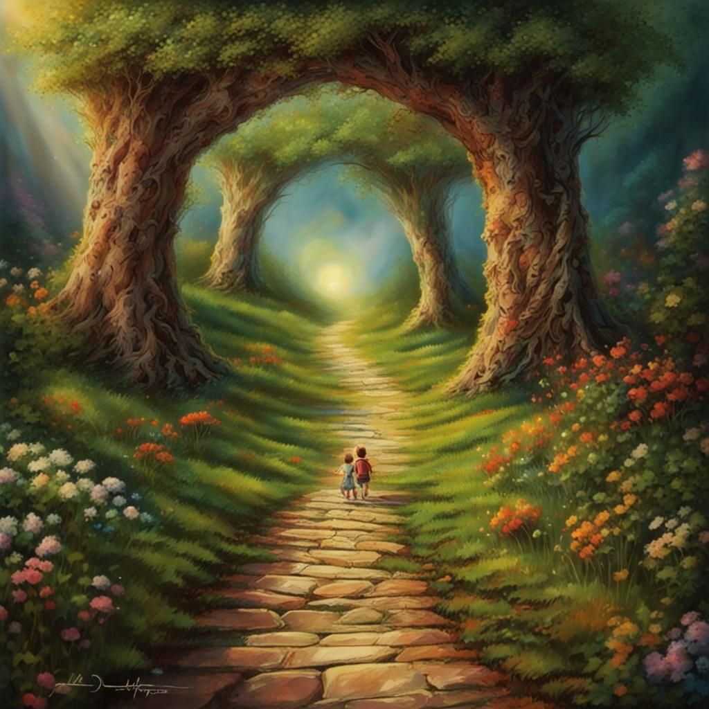 Scenes within Scenes - Children walking
into a fantasy magical wonder!👀😮❤
-----------------------
Enter into the path...