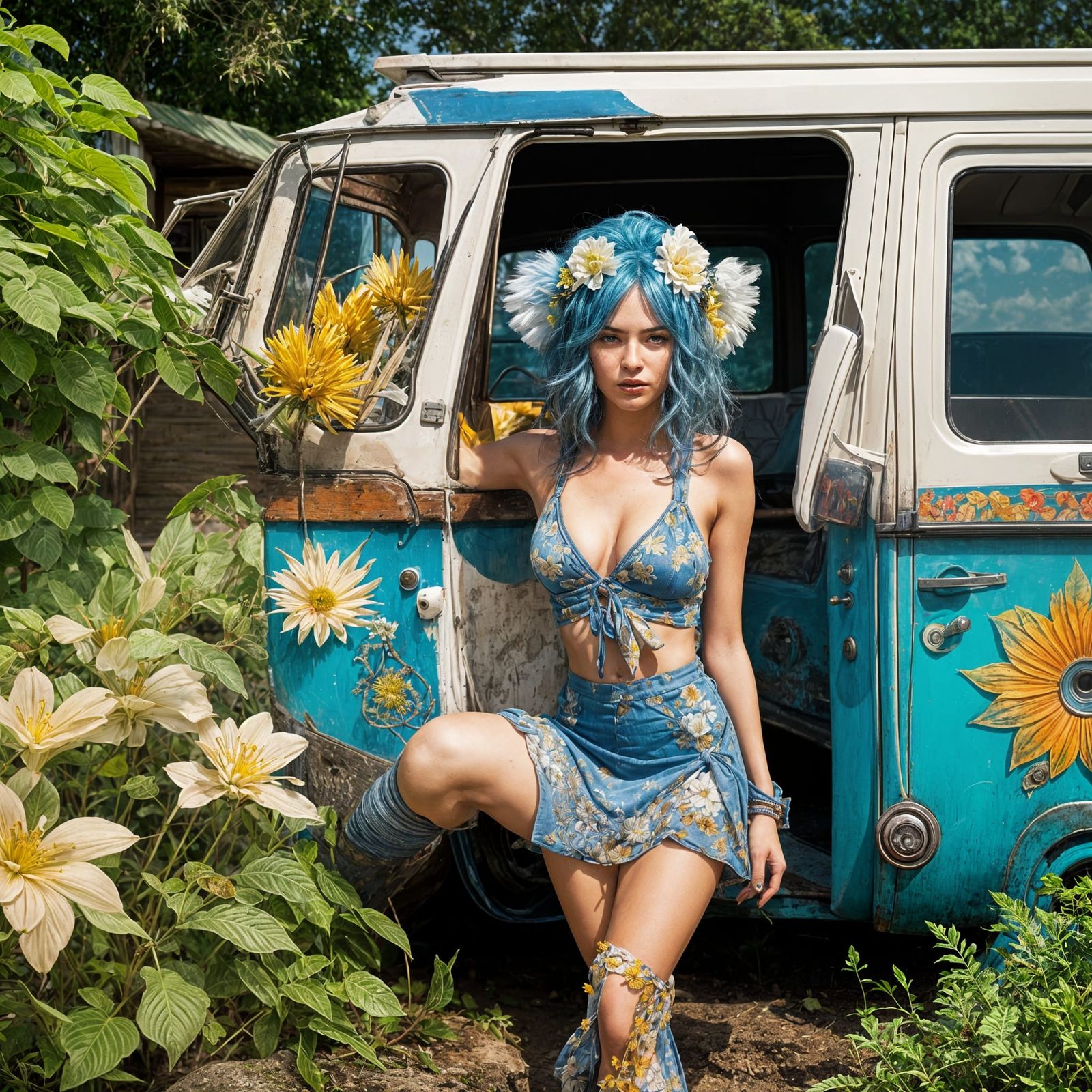 Groovy Hippie Goddess in a Psychedelic Haze