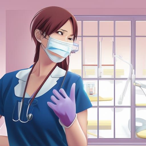 Anime Style Dentist with Mask and Gloves