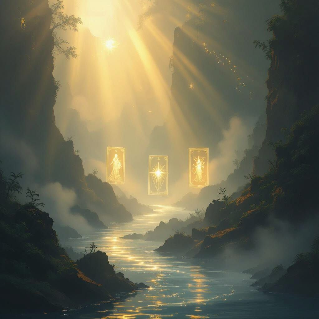 Mystical River Mist with Tarot Light Outlines