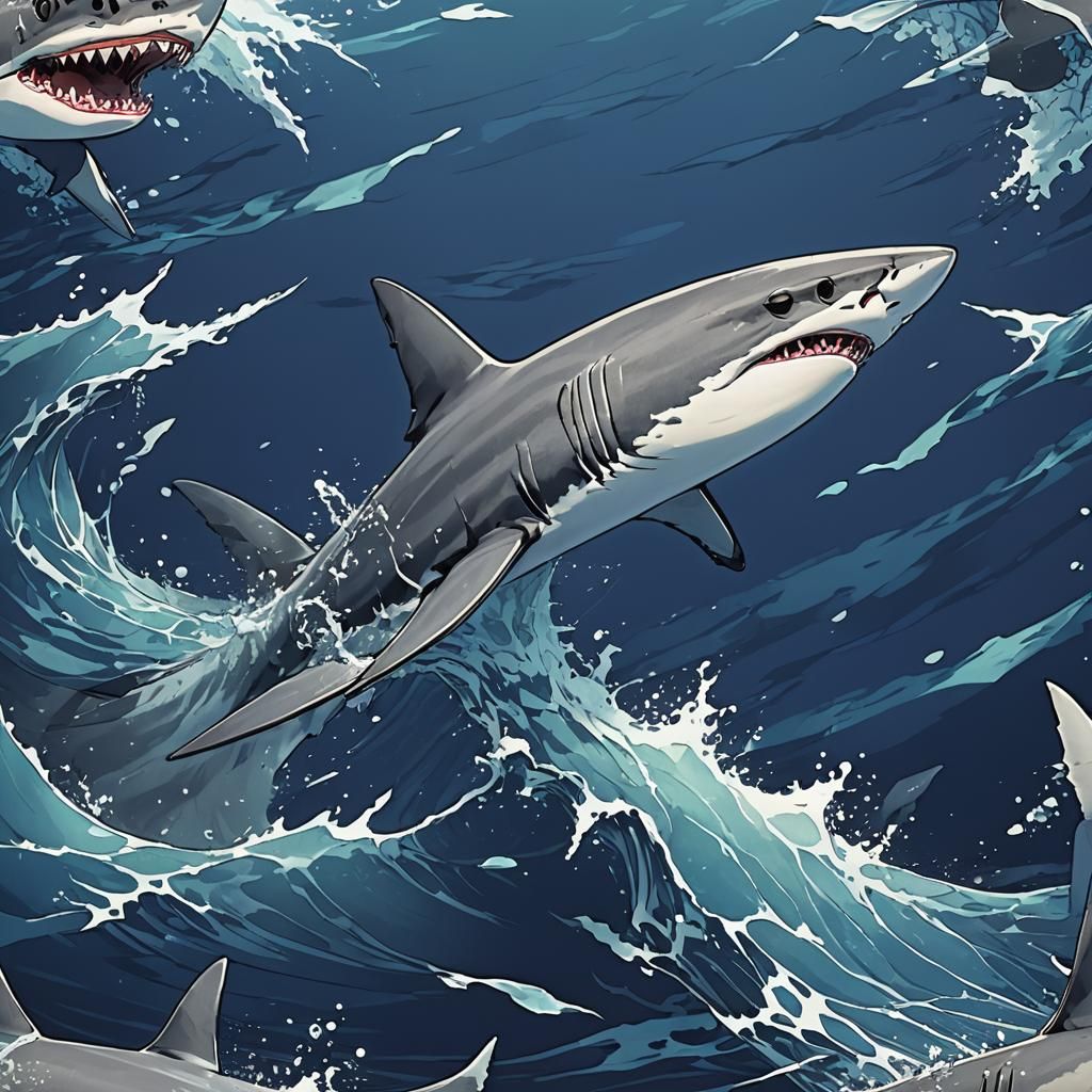 Shark Fin Slice: Vibrant Anime-Style Manga Scan