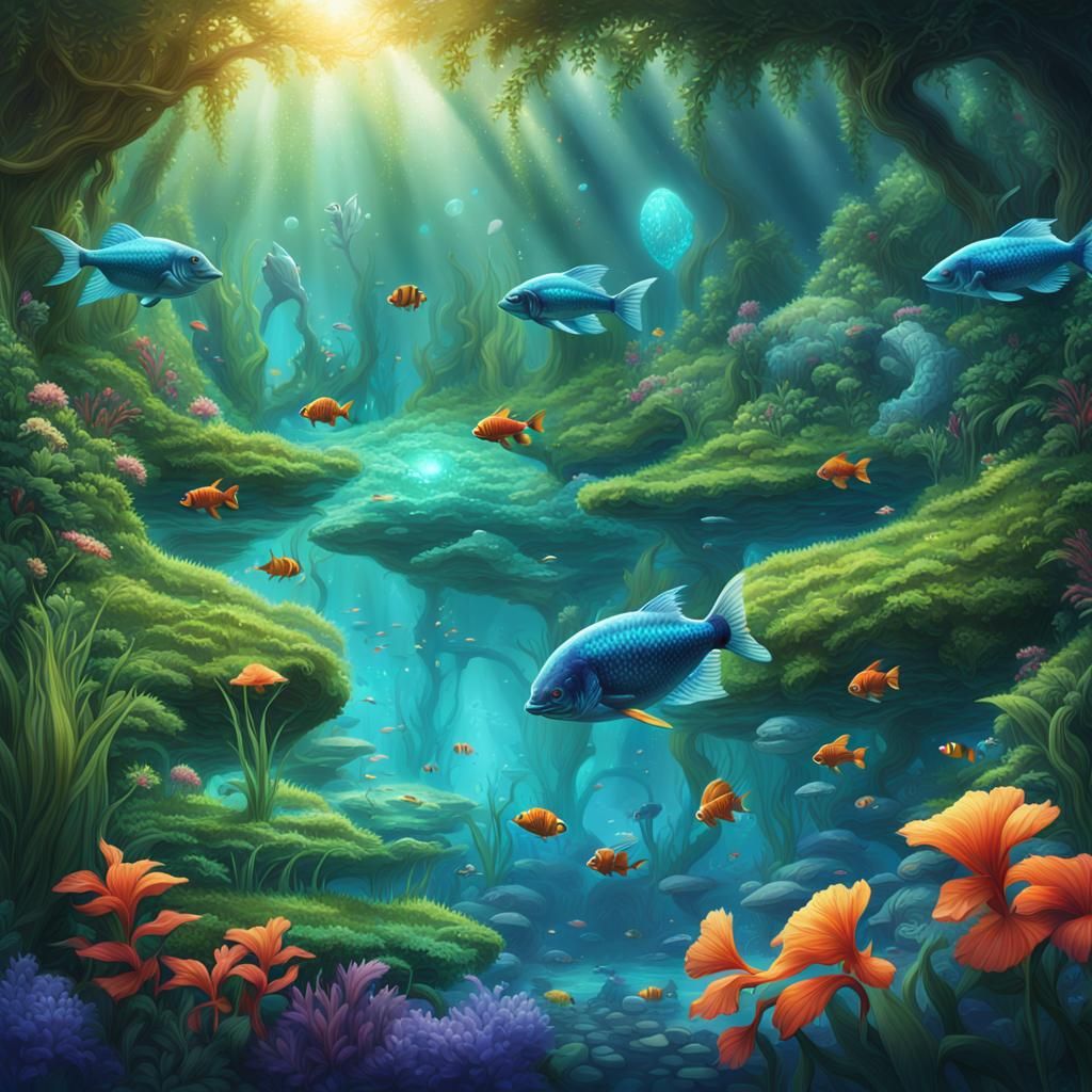Vibrant Fantasy Aquarium Concept Art in Unreal Engine