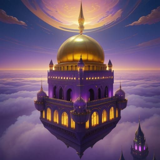 Floating Golden City in the Clouds