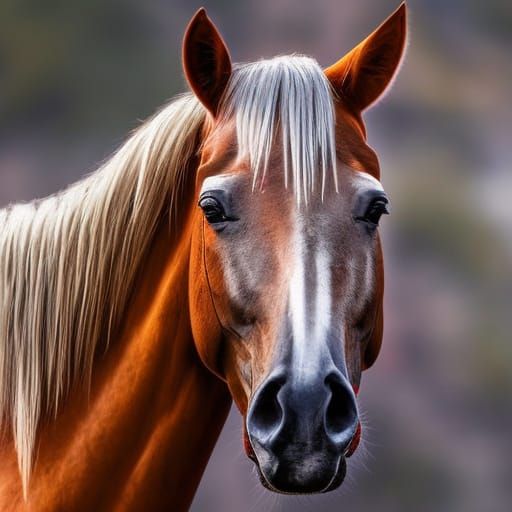 Elegant Horse with Silver Mane: Photorealistic Close-Up