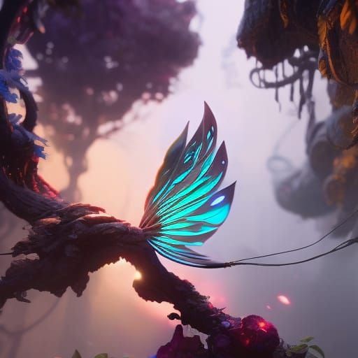 Opalescent Chrome Bird with Ornate Feathers