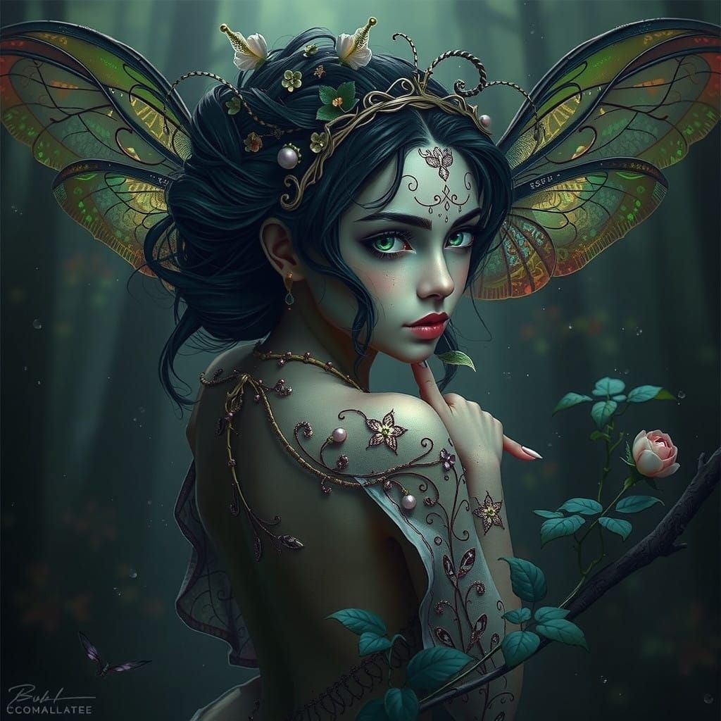 Mystical Faerie Amidst Whimsical Forest