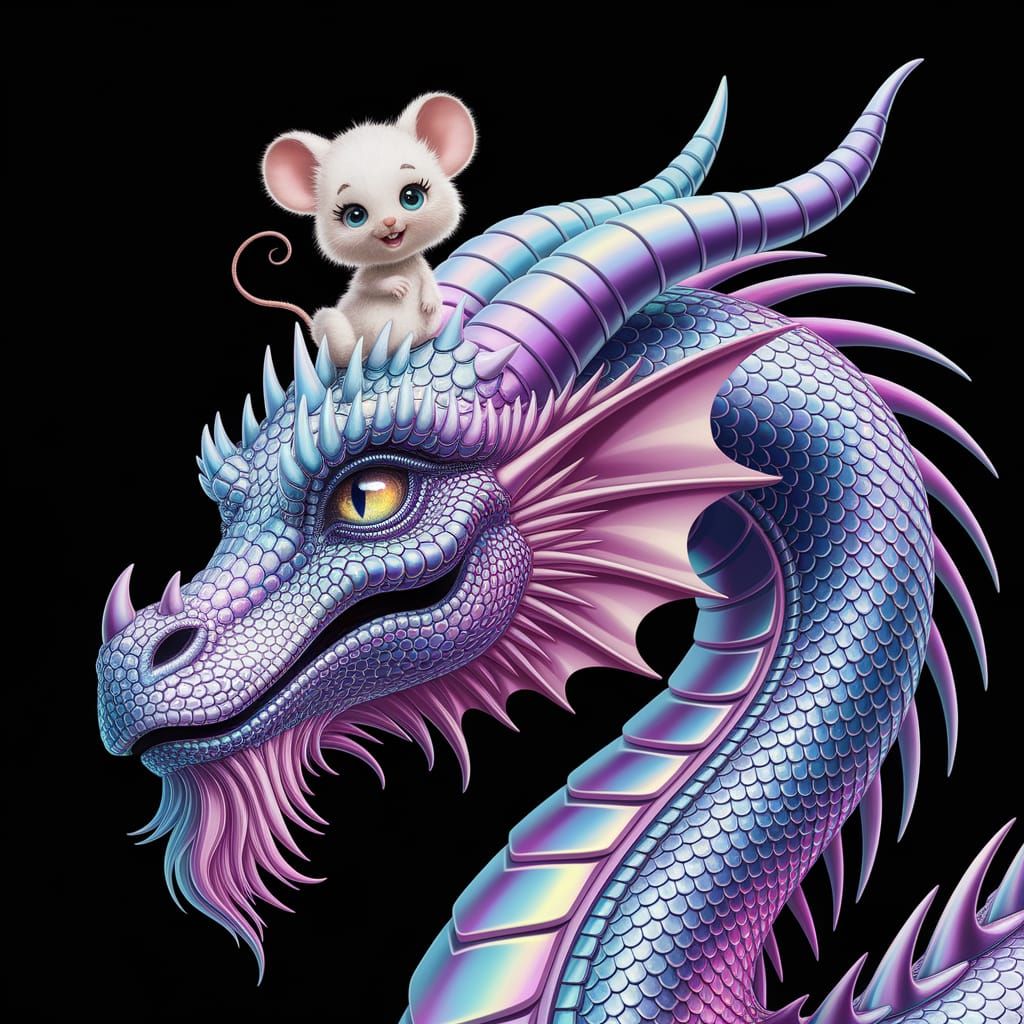 Chibi Mouse and Dragon Best Friends