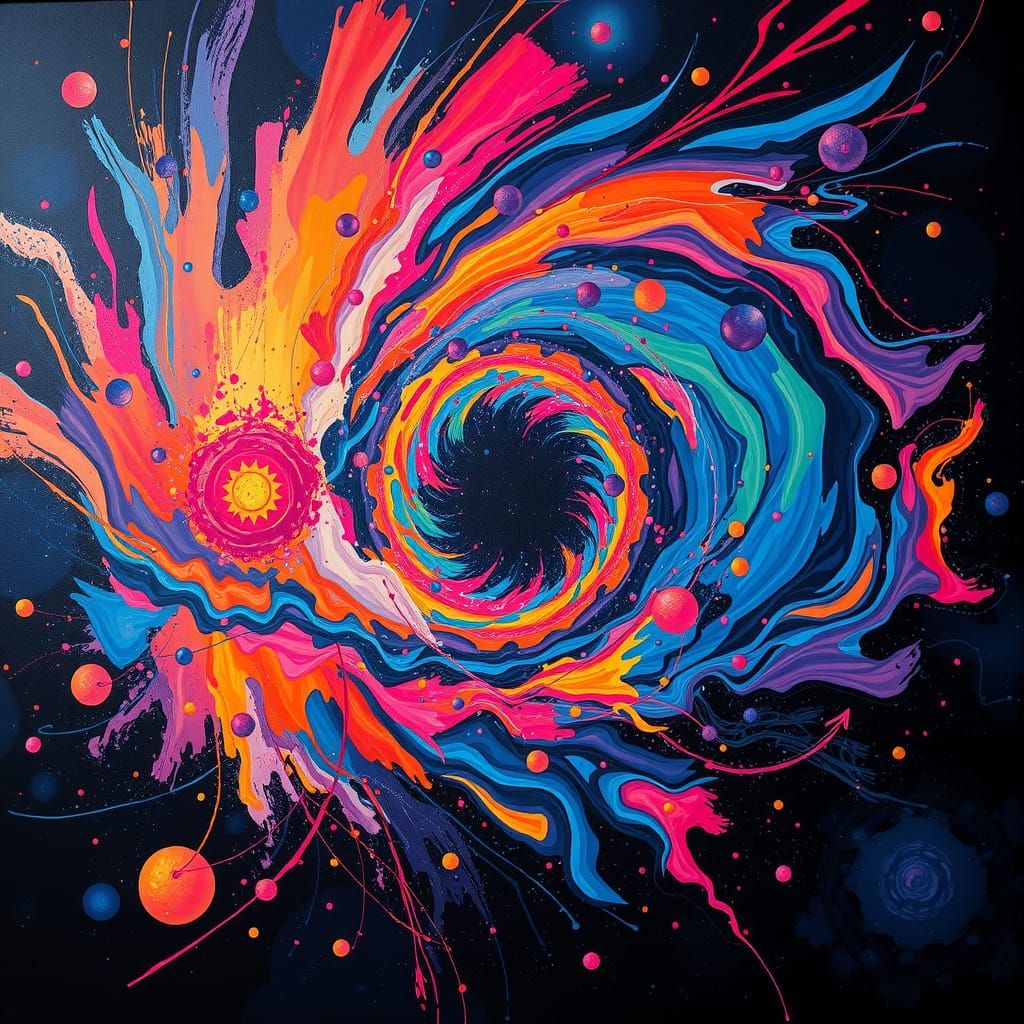 Vibrant Big Bang Explosion in Abstract Expressionism Style