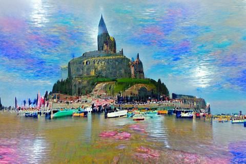 Mont Saint-Michel in Impressionist Style