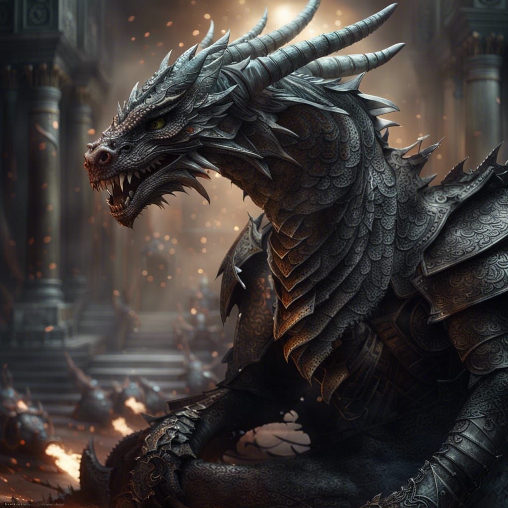 Dragon Warrior in a Fantastical Battle Scene