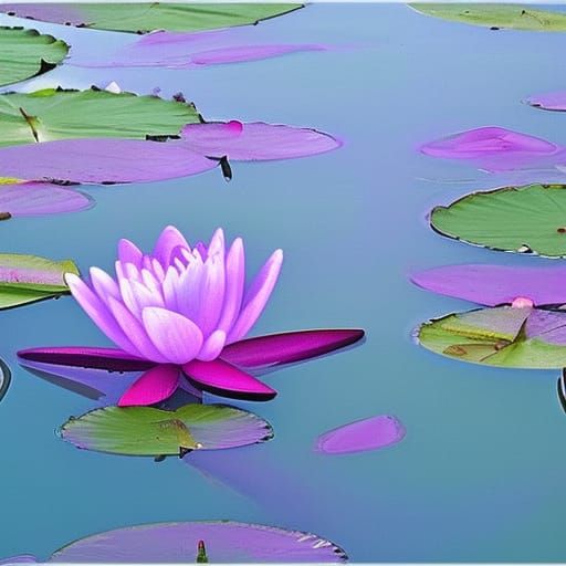 Water Lilies in a Pond