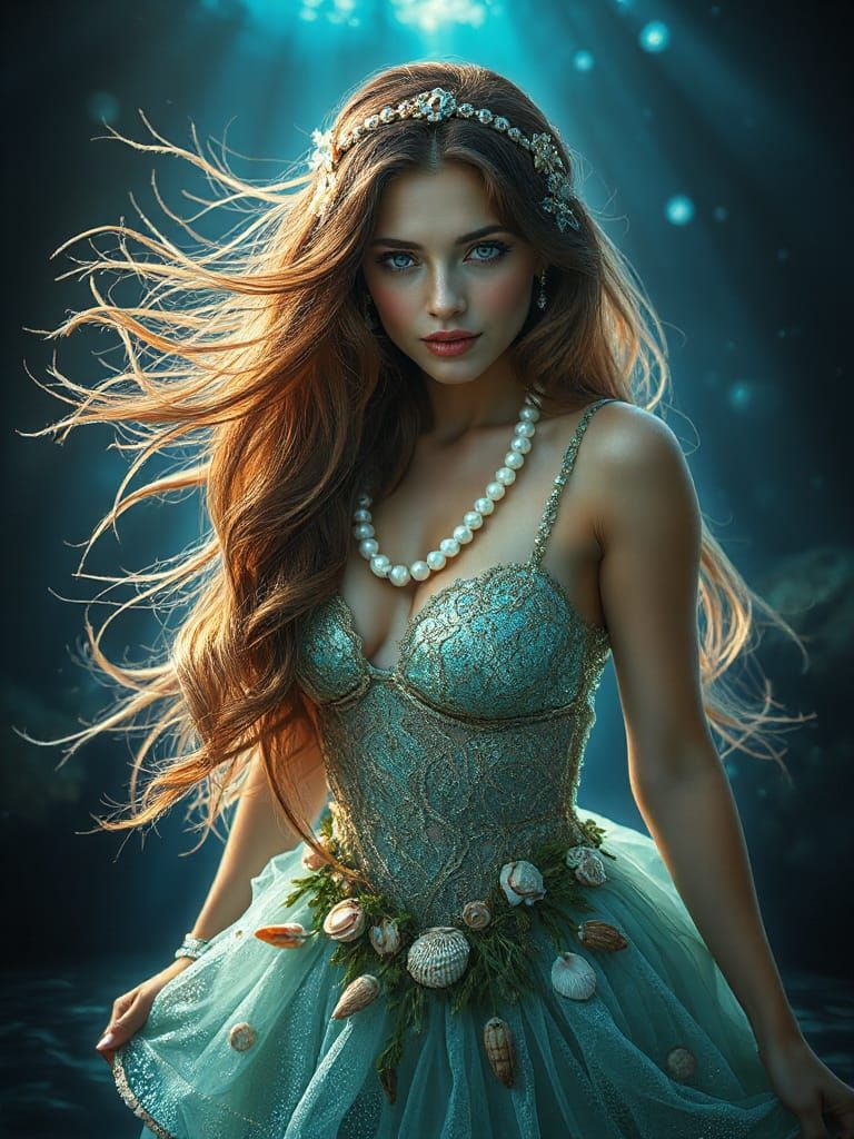 Ethereal Sea Goddess Emerges from Ocean Depths