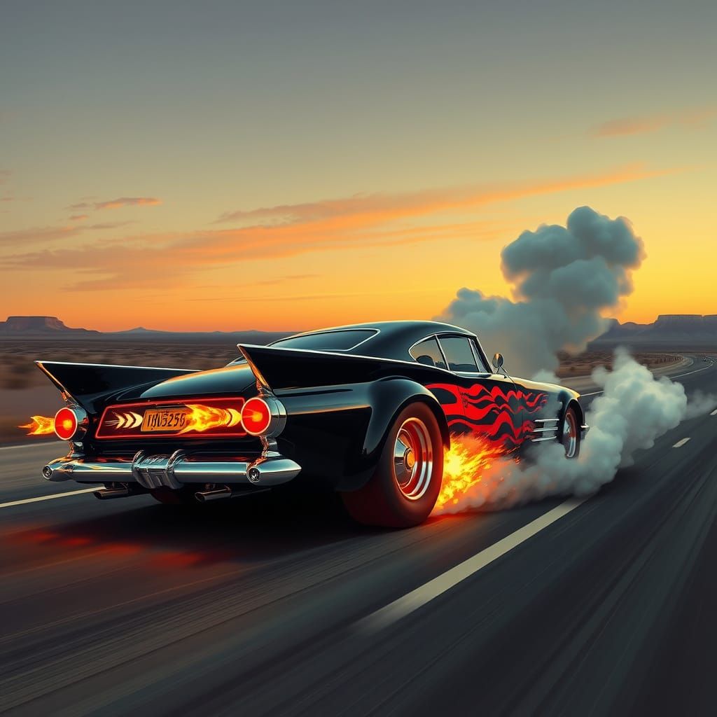 Futuristic Hot Rod in a Cyberpunk Aesthetic