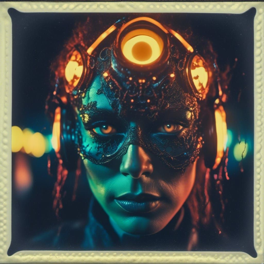 Synthwave Robot Portrait in Cyberpunk Style