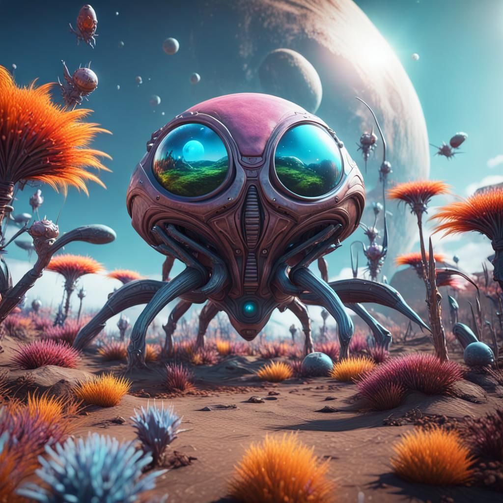 Whimsical Futuristic Alien Planet in 3D Render