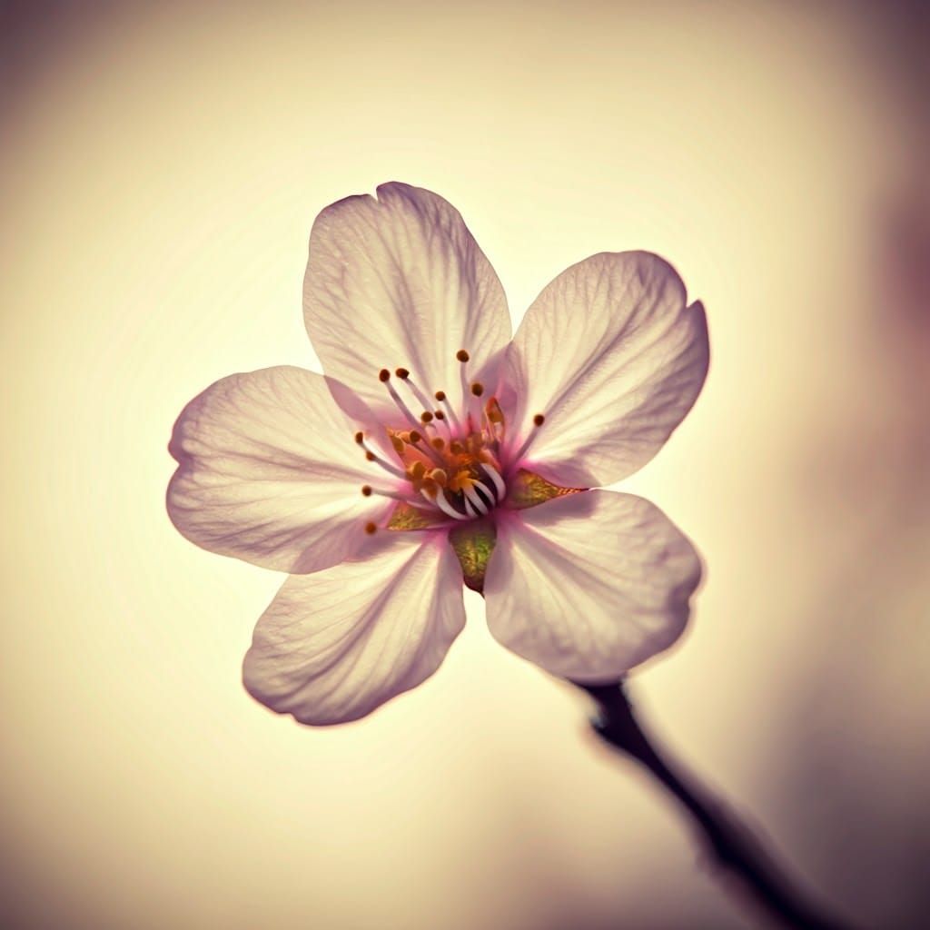 Macro Shot of a Cherry Blossom in Bloom