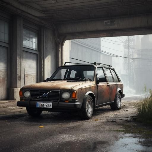 Volvo 240 GL Estate Car in Splash Art Style