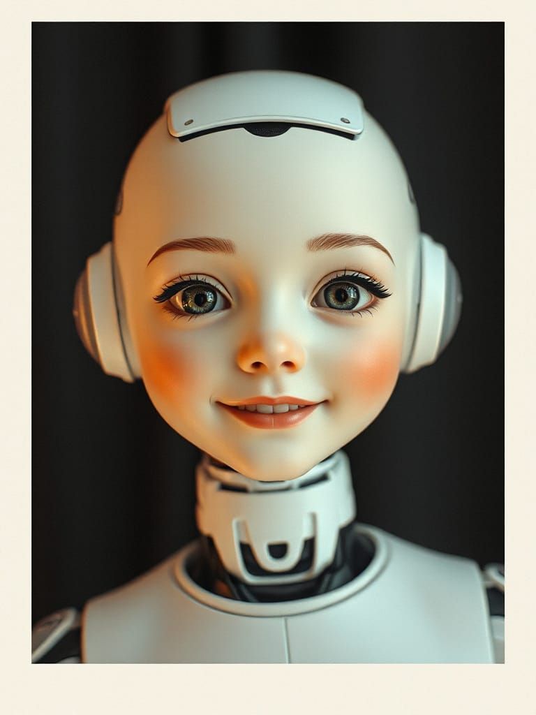 Eerie Portrait of an Android Child in Impressionist Style