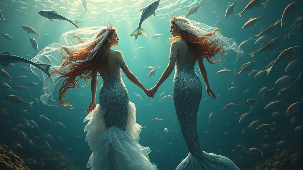 Mermaid Wedding Underwater: A Digital Matte Painting