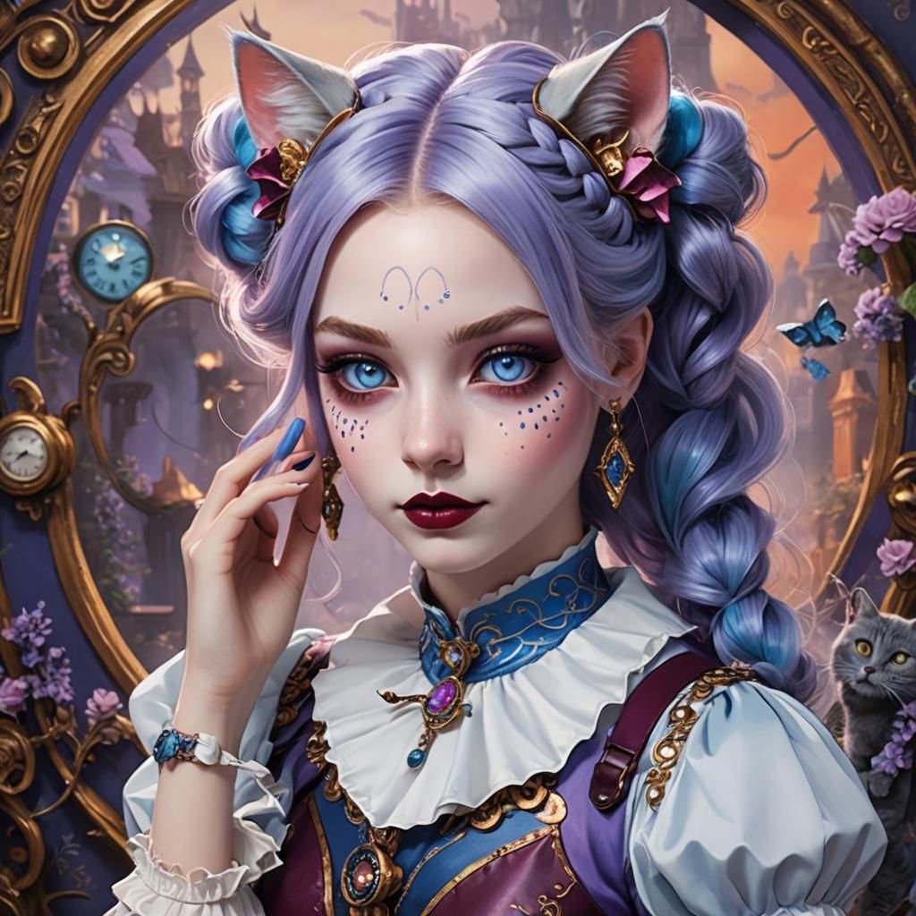 Anime Girl with Lavender Hair in 3D Style