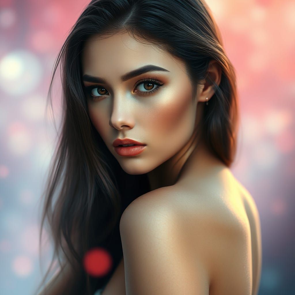 Ethereal Woman in Dreamy, Hyper-Detailed Landscape