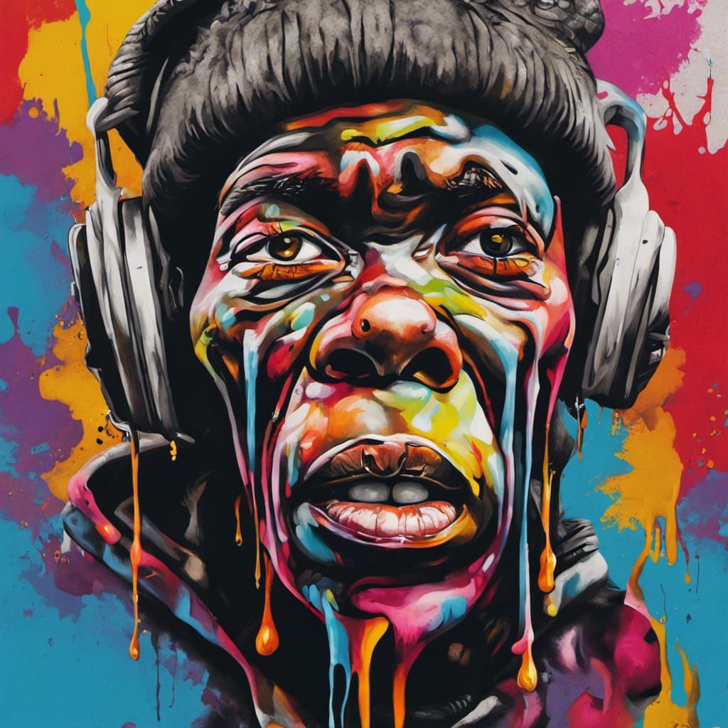 African Buffalo in Graffiti Splash Art Style