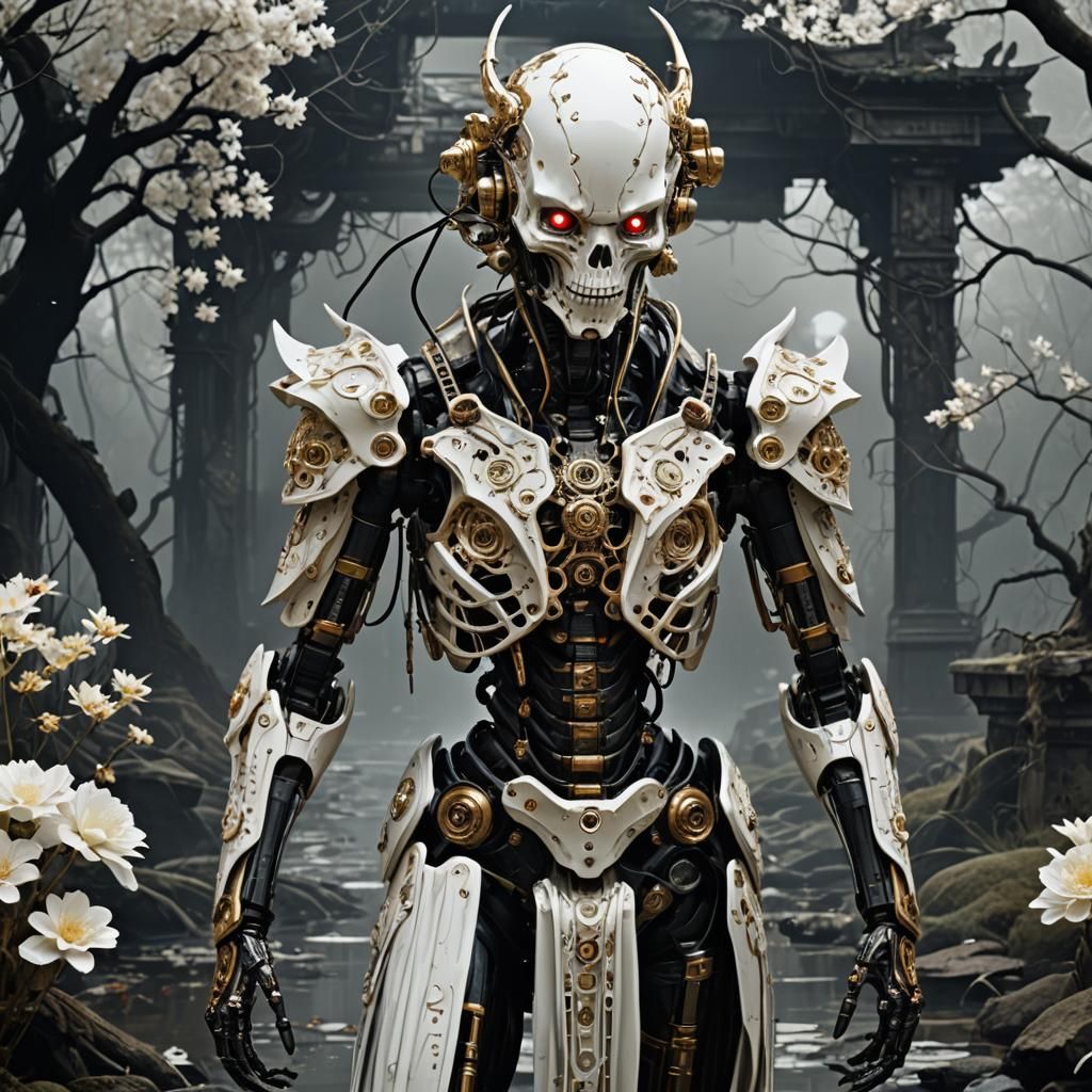 Dark Sci-Fi Swamp with Albino Mutant Robot