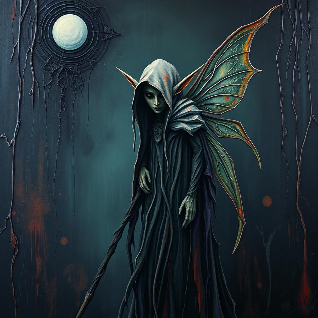 Fairy Elf in Dystopian Automatism Art