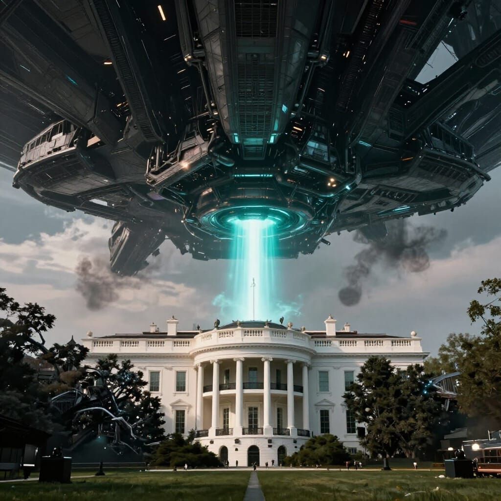 Alien Mothership Attacks White House in Cinematic Style
