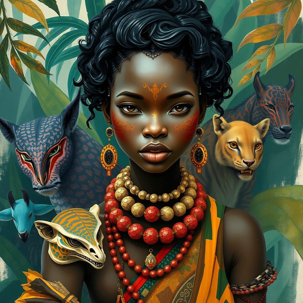 Jungle Goddess in Whimsical Style