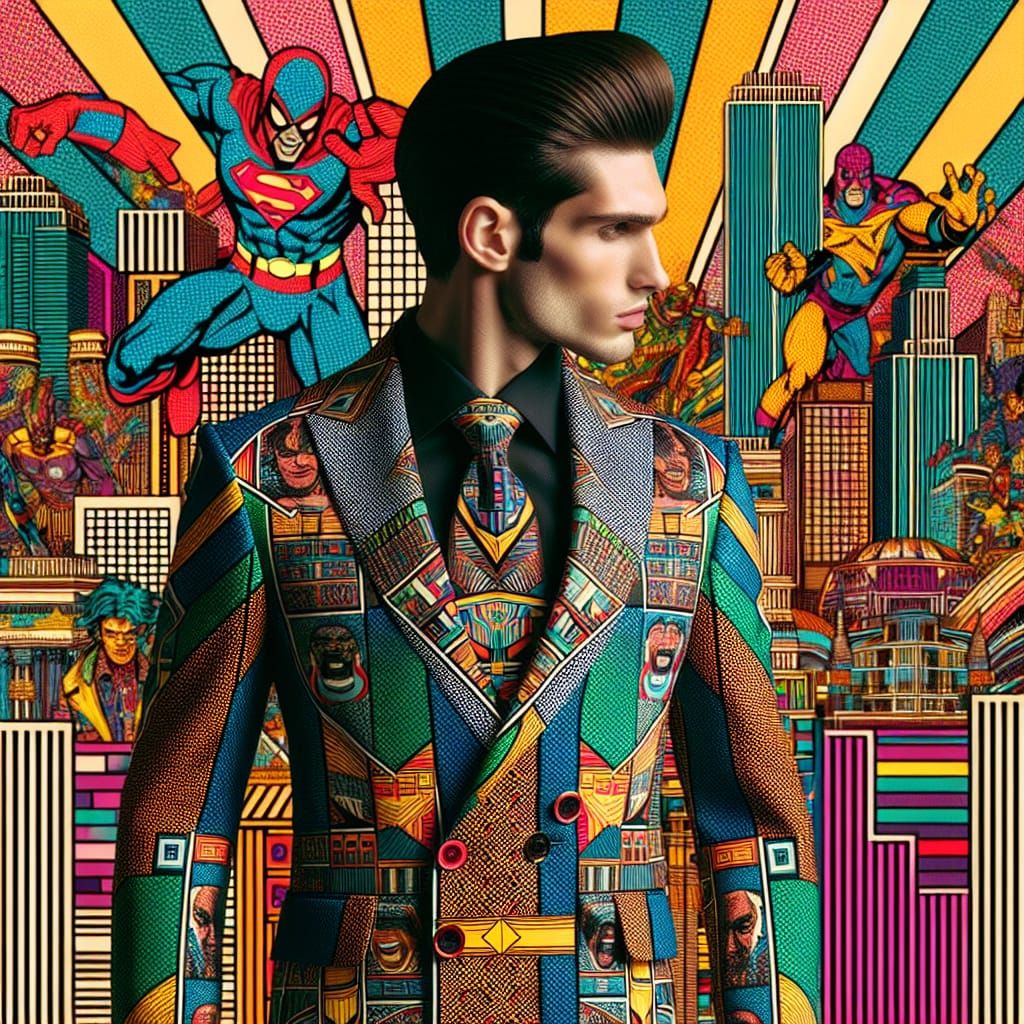 Stylish Mischief-Maker in Retro-Futuristic Cityscape