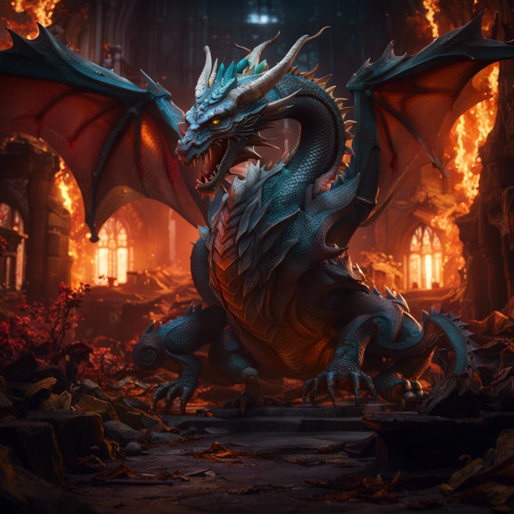 Detailed Dragon Matte Painting in 8K Resolution