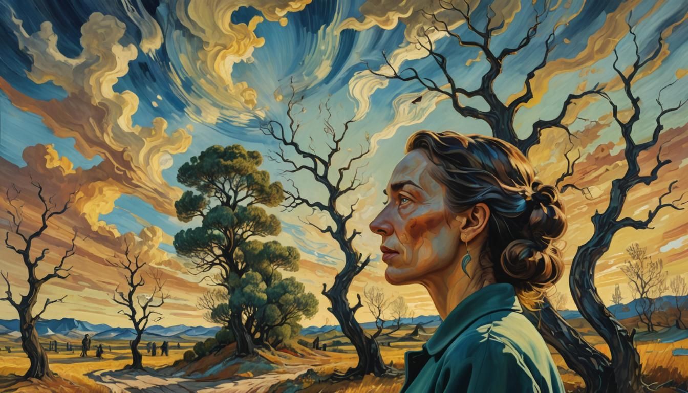 Surrealist Portrait in Van Gogh Style