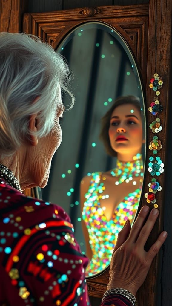 Mystical Mirror Reflection in Vibrant Colors