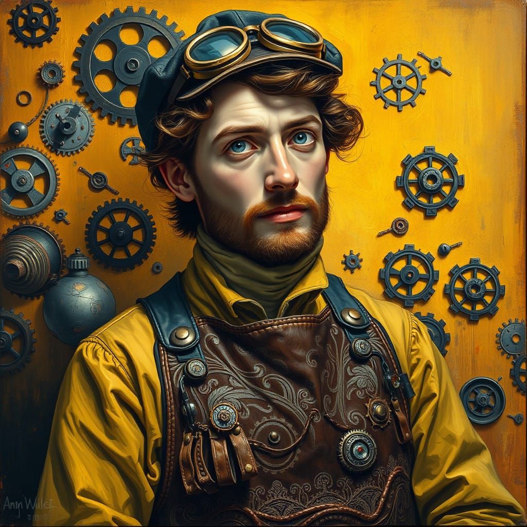 Neo-Impressionist Artificer Portrait in Vibrant Textured Pai...