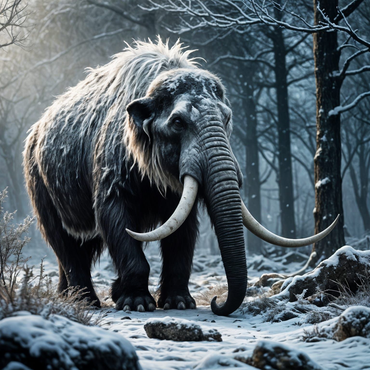 Prehistoric Spotted Beast in Winter Landscape